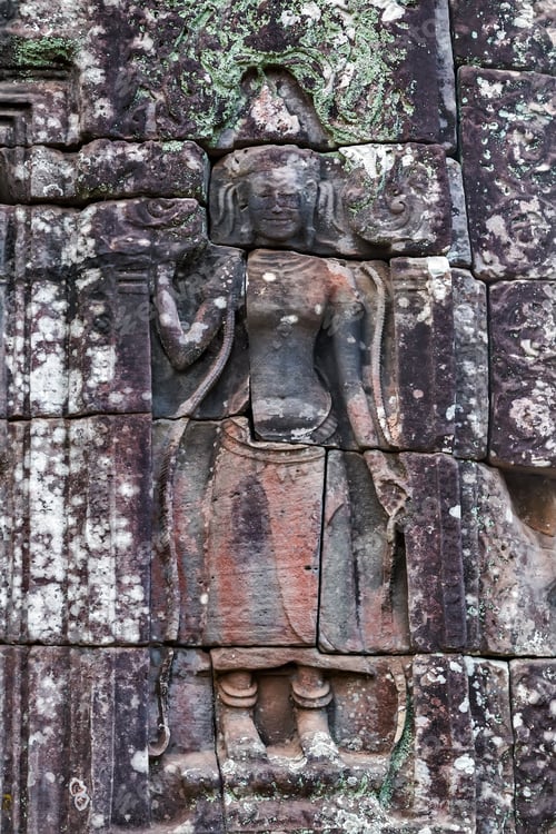 Preview: Dancing Apsara Decoration Stone Carving On The Wall Of Angkor Wat, Seam Reap, Cambodia