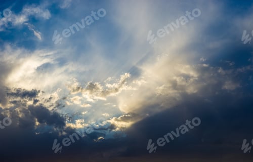 Preview: Landscape With Dramatic Light - Beautiful Golden Sunset With Saturated Sky And Clouds.