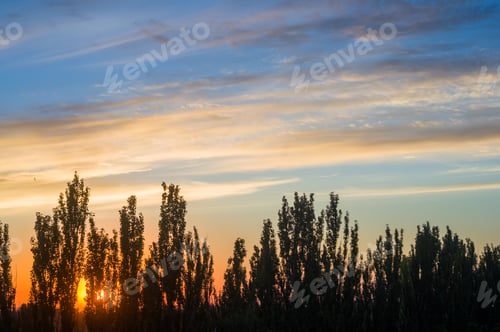 Preview: Landscape With Dramatic Light - Beautiful Golden Sunset With Saturated Sky And Clouds.