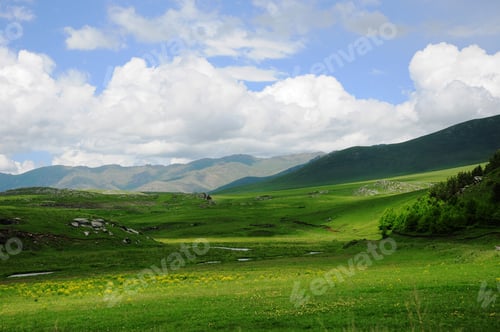 Preview: Scenic Landscape With Cumulus Clouds