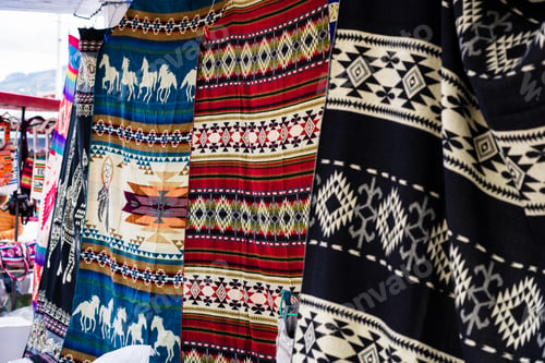 Preview: The Typical Andean Fabrics Sold On The Handicrafts Market Of Otavalo, Ecuador.