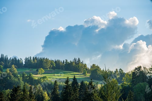 Preview: Panoramic View Of Tatra Mountains In Slovakia In Sunny Day With Blue Sky In Summer