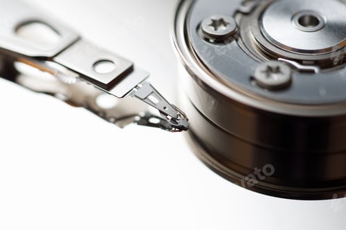 Preview: Closeup Of An Open Computer Hard Drive.