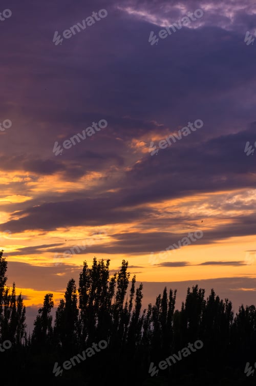 Preview: Landscape With Dramatic Light - Beautiful Golden Sunset With Saturated Sky And Clouds.