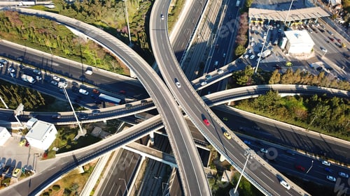 Preview: Aerial Drone Bird'S Eye View Photo Of Latest Technology Cross Shape Multi Level Road Highway