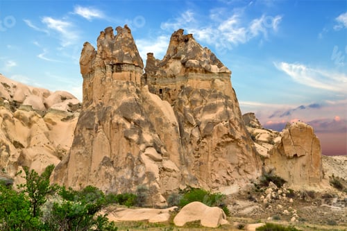 Preview: Goreme National Park Rock Sites Of Cappadocia, Anatolia, Turkey. Volcanic Mountain Landscape.
