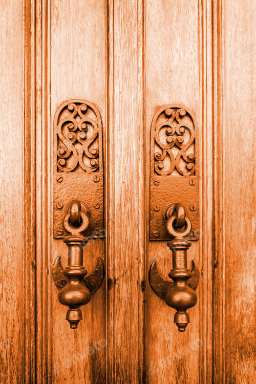 Preview: Medieval Wooden Door, Detail Of An Old Door Decorated, Protection And Decoration