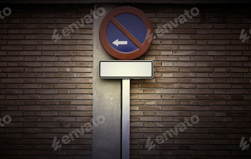 Preview: Signal Not Park On The Street, Detail Of A Road Sign On A Wall In The City, And Safety Information