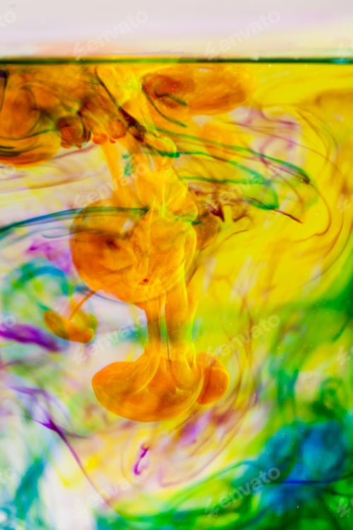Preview: Abstract Composition With Ink And Small Bubbles. Beautiful Background, Texture And Colors