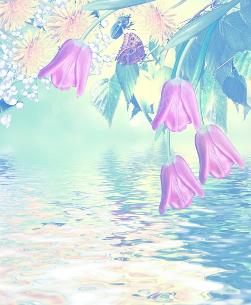 Preview: Summer Landscape With Colorful Flowers Tulips