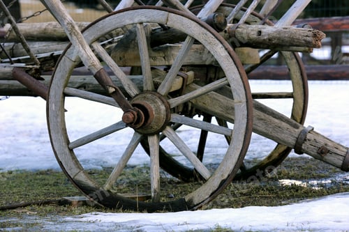 Preview: Wooden Whells Of Old Rural Carriage