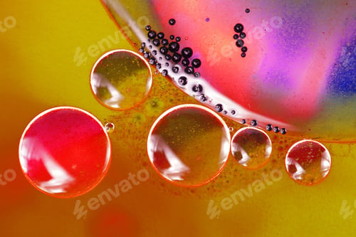Preview: Abstract, Colorful Composition With Oil, Water And Ink