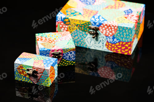 Preview: Painted, Wooden Small Boxes For Multiple Purposes