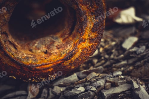 Preview: Very Rusty Metal On A Gray Cracked Rock