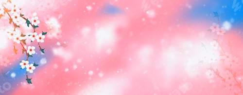 Preview: Blossoming Branch Cherry. Bright Colorful Spring Flowers