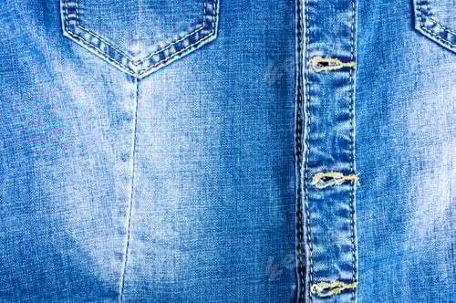 Preview: Clothing Items Blue Stonewashed Faded Jeans Cotton Fabric Texture With Seams, Clasps, Buttons And