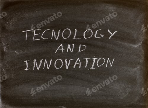Preview: Technology And Innovation Words Written On A Blackboard