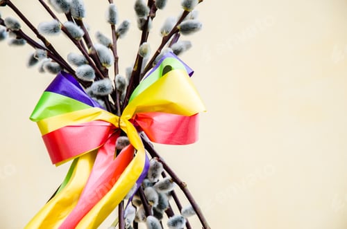 Preview: Easter Willow And Colorful Ribbon Decoration