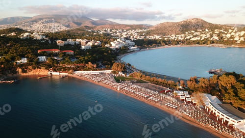 Preview: Aerial Drone Photo Of Famous Luxury Beach Of Asteras Or Astir In The Heart Of Vouliagmeni