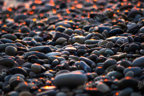 Preview: Pebble Stones On The Sea Beach, The Rolling Waves Of The Sea With Foam