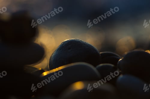 Preview: Pebble Stones On The Sea Beach, The Rolling Waves Of The Sea With Foam
