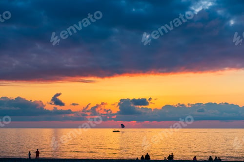 Preview: Golden Sunset Over The Black Sea At Batumi Beach