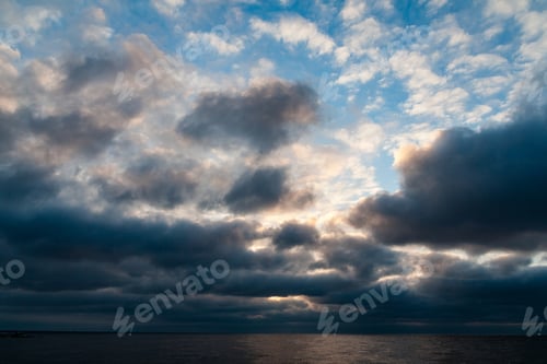Preview: Frozen Countryside Scene In Winter With Snow. Beach Scene With Ice Blocks
