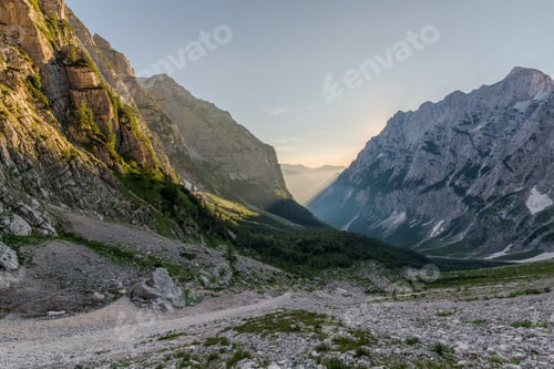 Preview: Early Morning In The Mountains. Beautiful View In Julian Alps In Slovenia