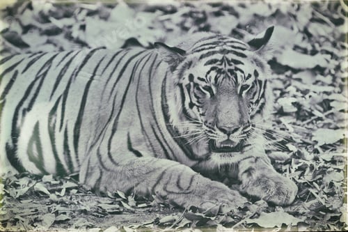 Preview: Vanishing Indian Wildlife: Vintage Style Image Of A Large Male Bengal Tiger In Bandhavgarh National