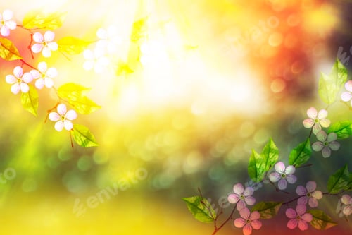 Preview: Blossoming Branch Apple. Bright Colorful Spring Flowers