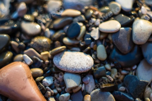 Preview: Pebble Stones On The Sea Beach, The Rolling Waves Of The Sea With Foam