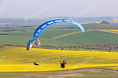 Preview: Paraglider Flying At Milk Hill, Wiltshire