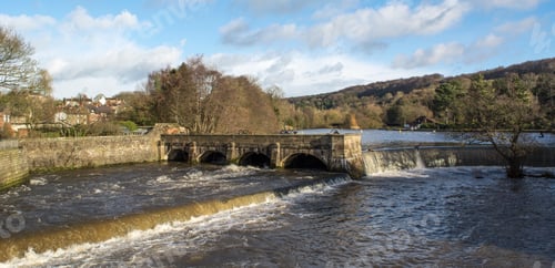 Preview: Arched Bridge Weir On The River Derwent, Belper, Derbyshire, Uk