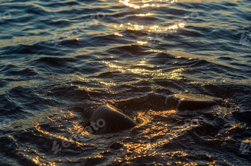 Preview: Pebble Stones On The Sea Beach, The Rolling Waves Of The Sea With Foam