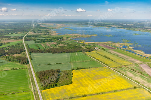 Preview: Aerial View Over The Rural Fields In Summertime