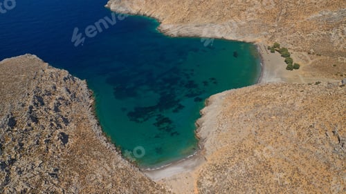 Preview: Aerial Drone Photo Of Paradise Beach Of Vatses With Emerald Clear Sea, Astypalaia Island