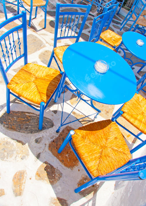 Preview: Old Traditional Beautiful Iron Made Round Shaped Small Coffee Tables And Chairs Out Of A Cafe In