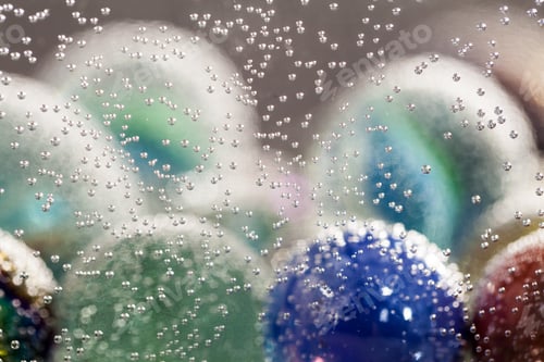 Preview: Abstract Underwater Composition With Colorful Glass Balls, Bubbles And Light