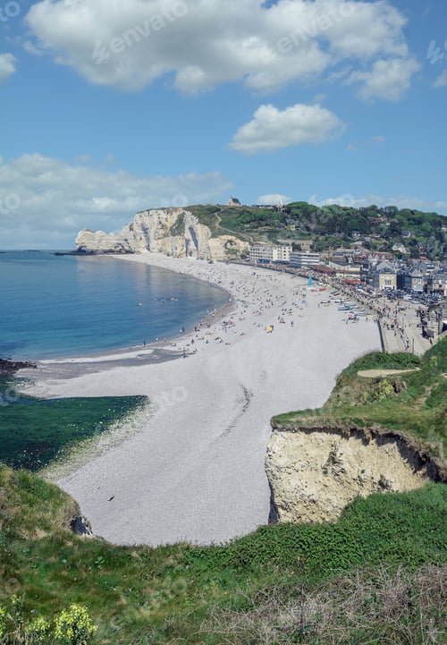 Preview: Beach And Village Of Etretat,Normandy,Channel,France