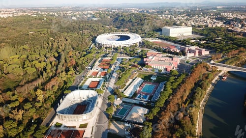 Preview: Aerial Drone Bird'S Eye View Photo Of Iconic Sports Complex Of Foro Italico Featuring Famous