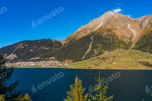 Preview: Beautiful View Of The Lake Resia. Alps, Italy, Europe. Landscape Photography