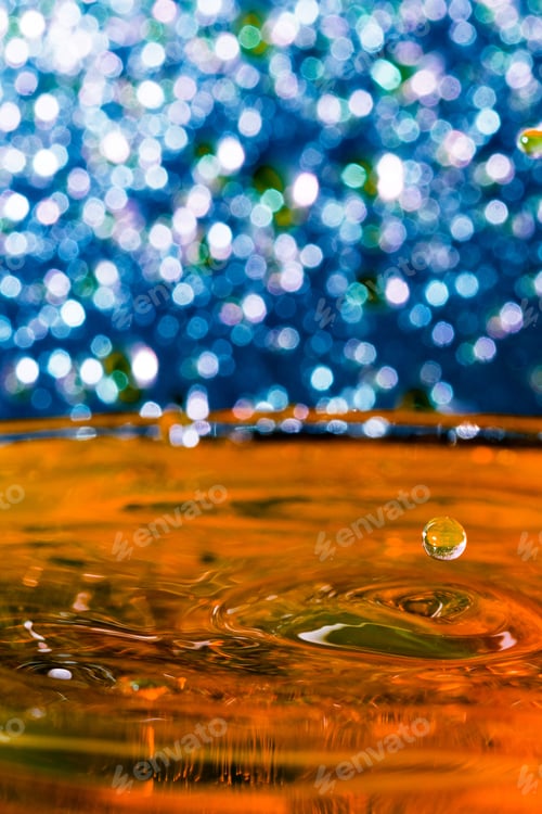 Preview: Abstract, Colorful Composition With Small Bokeh Lights, Water Drops And Water Texture