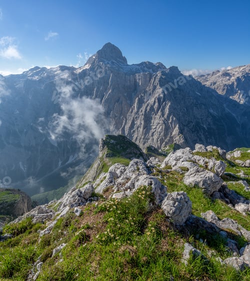 Preview: Beautiful Mountain Landscape Of Julian Alps. Breathtaking Views From The Path To Bovski Gamsovec