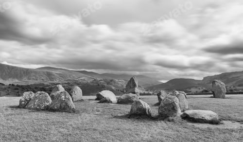 Preview: Monoliths Forming Part Of Castlerigg Stone Circle At Keswick In Cumbria, England. A High Contrast