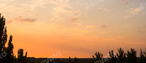 Preview: Landscape With Dramatic Light - Beautiful Golden Sunset With Saturated Sky And Clouds.