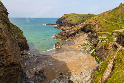 Preview: A View Of Rocks At Tintagel, Atlantic Coast Of Cornwall, Cornwall, Uk