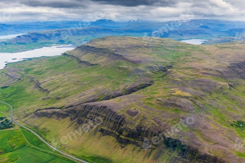 Preview: Aerial View Over The Mountains And Hills In Iceland