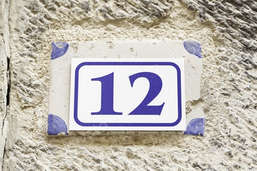 Preview: Number Twelve On A Wall, Detail Of A Number Of Information On A Wall Of A House, Even Number