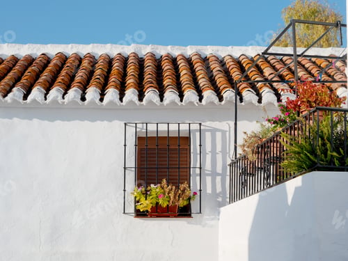 Preview: Part Of An Old Spanish House In The Country In Andalusia With Roof Tiles And Windows
