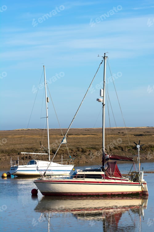Preview: Small Boats Stranded At Low Tide At Wells Next The Sea, Norfolk, Uk